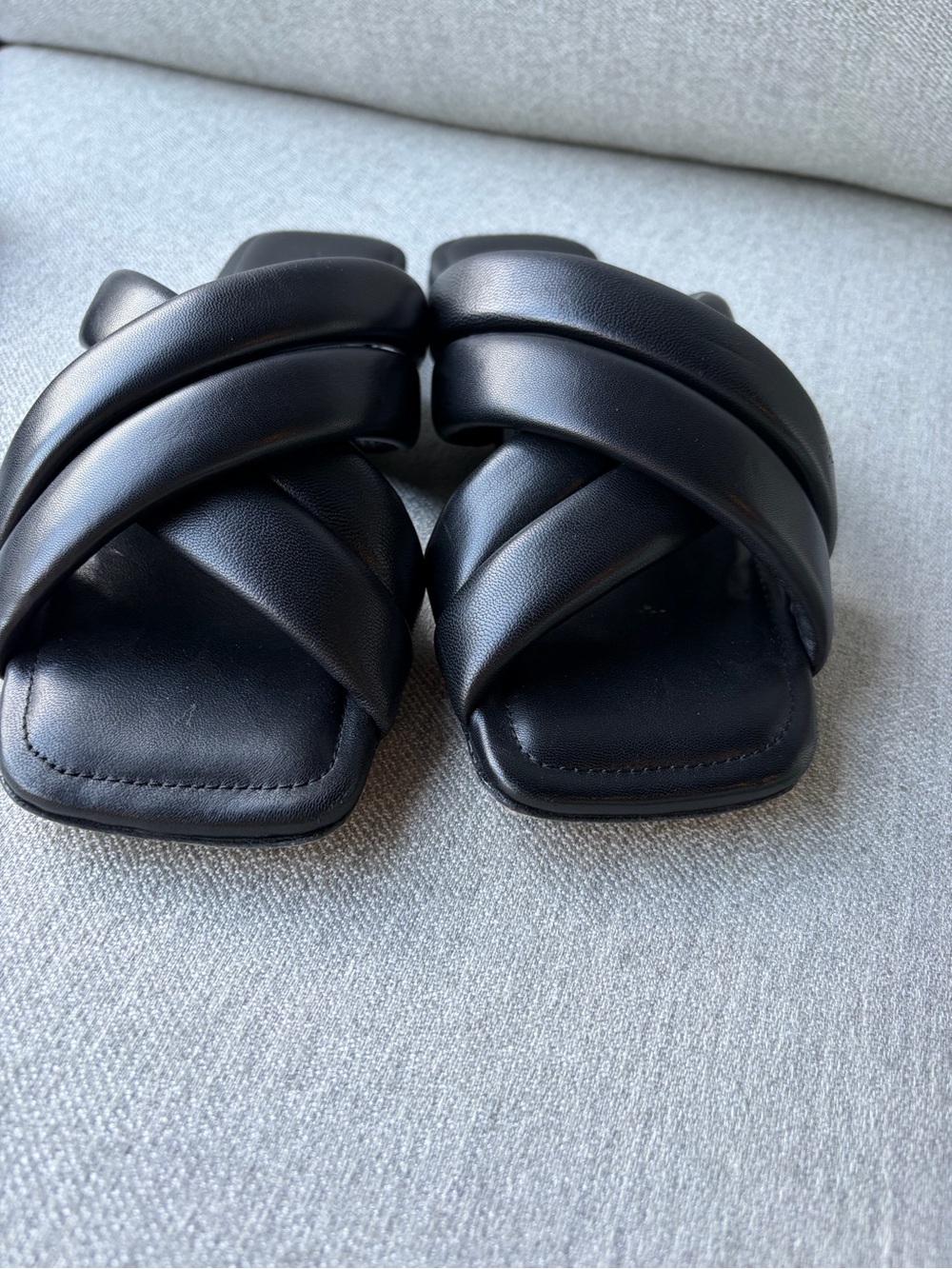 Anine Bing Black Eve Padded Crisscross Slide Sandals - Picture 3 of 5